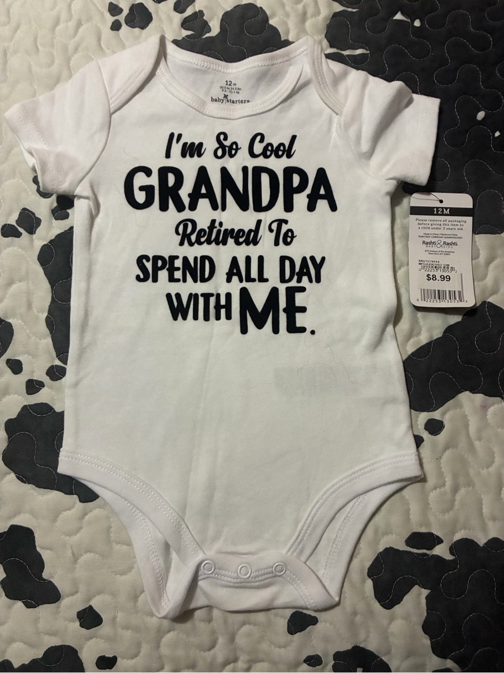 Baby Starters White One-Piece with black Grandpa Text